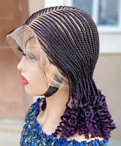 Curly Full Lace Braids Wig – Cornrow Wig – Baby Hair Lace Front Box Braided Wig – Human Hair Weave Wig – Passion Twist Micro Twist – product image 10