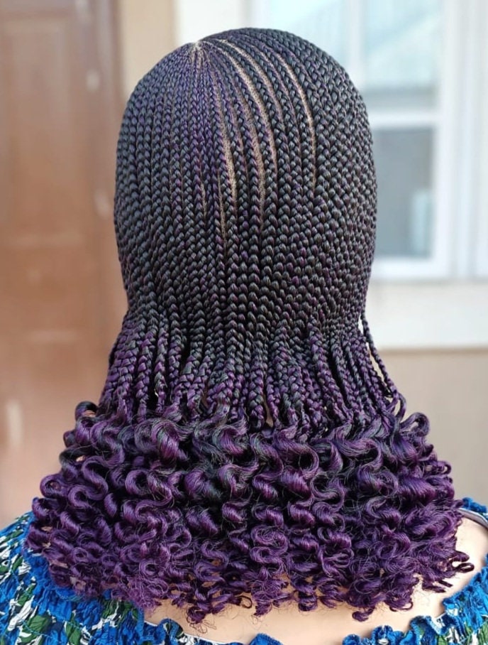 Curly Full Lace Braids Wig – Cornrow Wig – Baby Hair Lace Front Box Braided Wig – Human Hair Weave Wig – Passion Twist Micro Twist – product image 9
