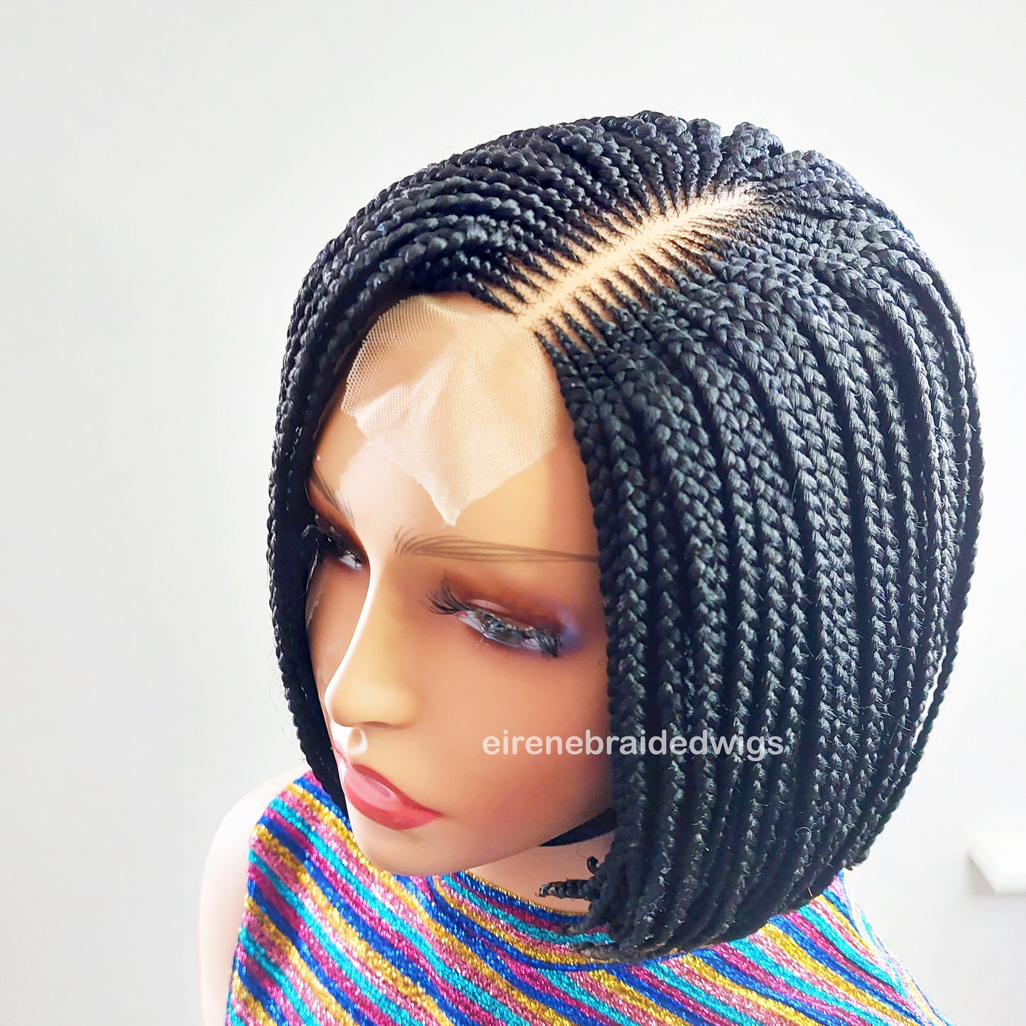 Braided Wigs for Black Women Bob Braids Wig – Short Brown Cornrow Wig with Gold Side Part – product image 6