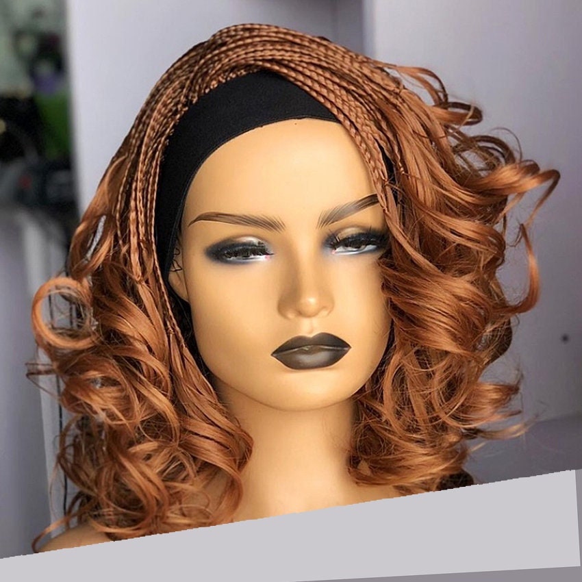 Braided Wigs for Black Women Braided Headband Wig – Short Curly French Curl Boho Goddess Locs – product image 1
