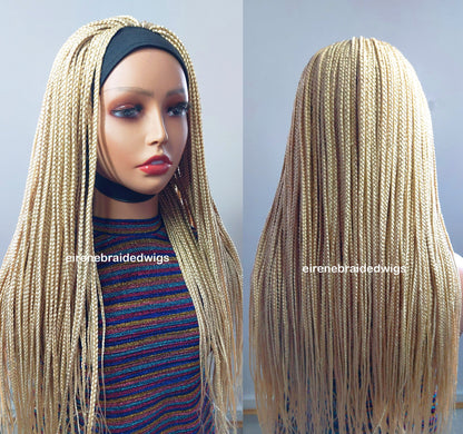 Braided Wigs for Black Women Blonde Braided Headband Wig – Long Box Braids – Crochet Ponytail Updo – product image 4