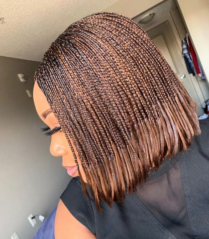 Braided Wigs for Black Women Bob Braided Wig – Short Brown Cornrow Wig with Lace Front – product image 4