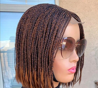Braided Wigs for Black Women Bob Braided Wig – Short Brown Cornrow Wig with Lace Front – product image 5