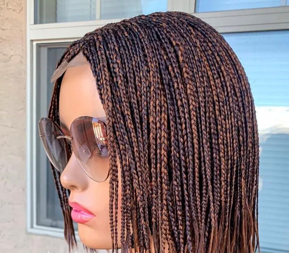 Braided Wigs for Black Women Bob Braided Wig – Short Brown Cornrow Wig with Lace Front – product image 6