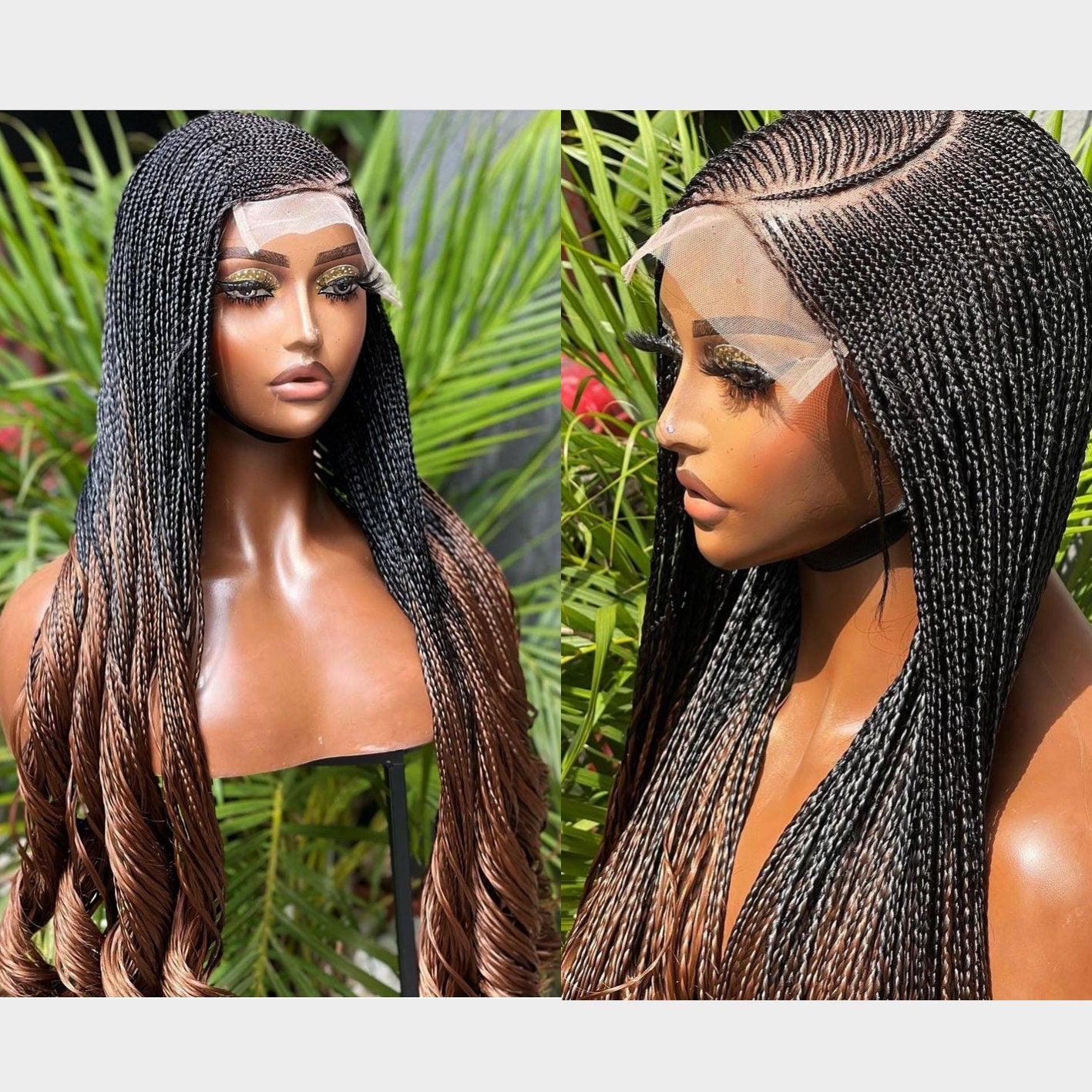 Braided Wigs for Black Women Handmade French Curl Braid Wig – Boho Goddess Locs – 2x4 Lace Closure – product image 3