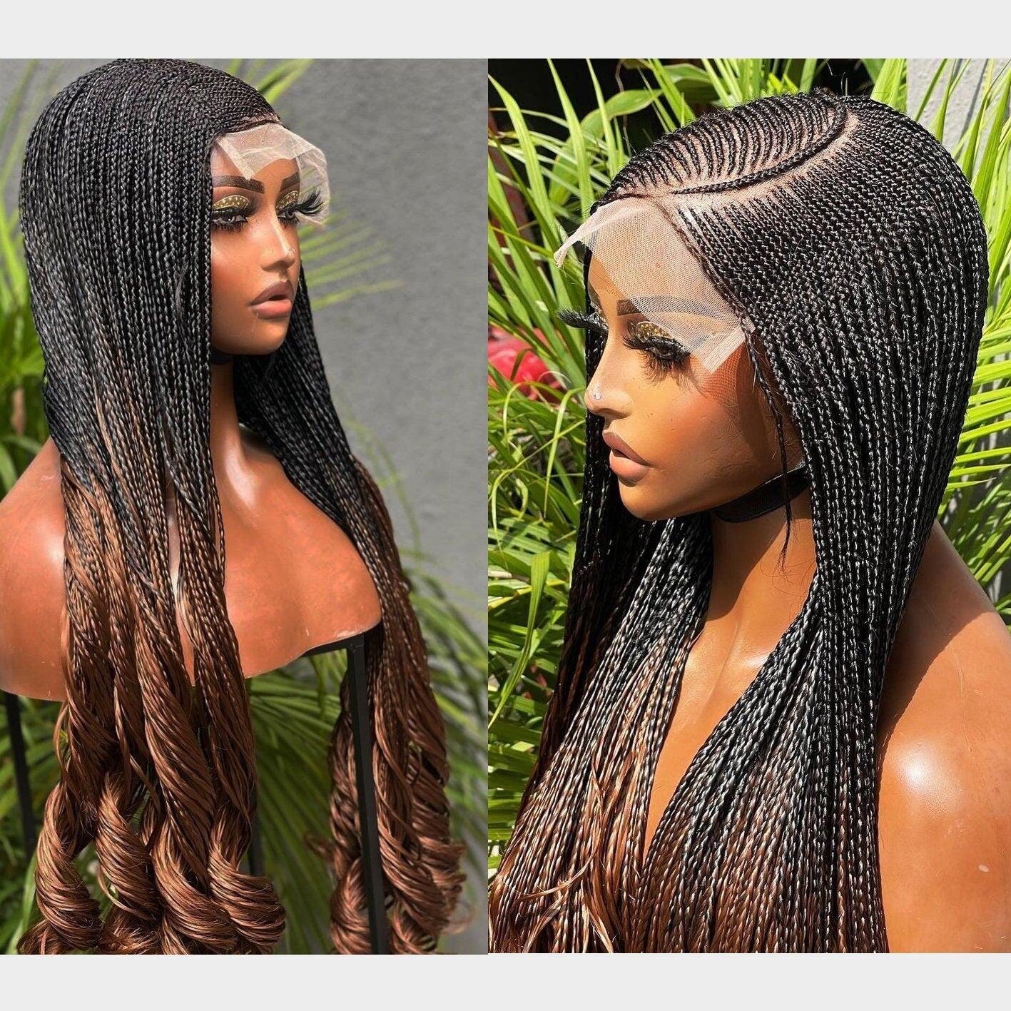 Braided Wigs for Black Women Handmade French Curl Braid Wig – Boho Goddess Locs – 2x4 Lace Closure – product image 2