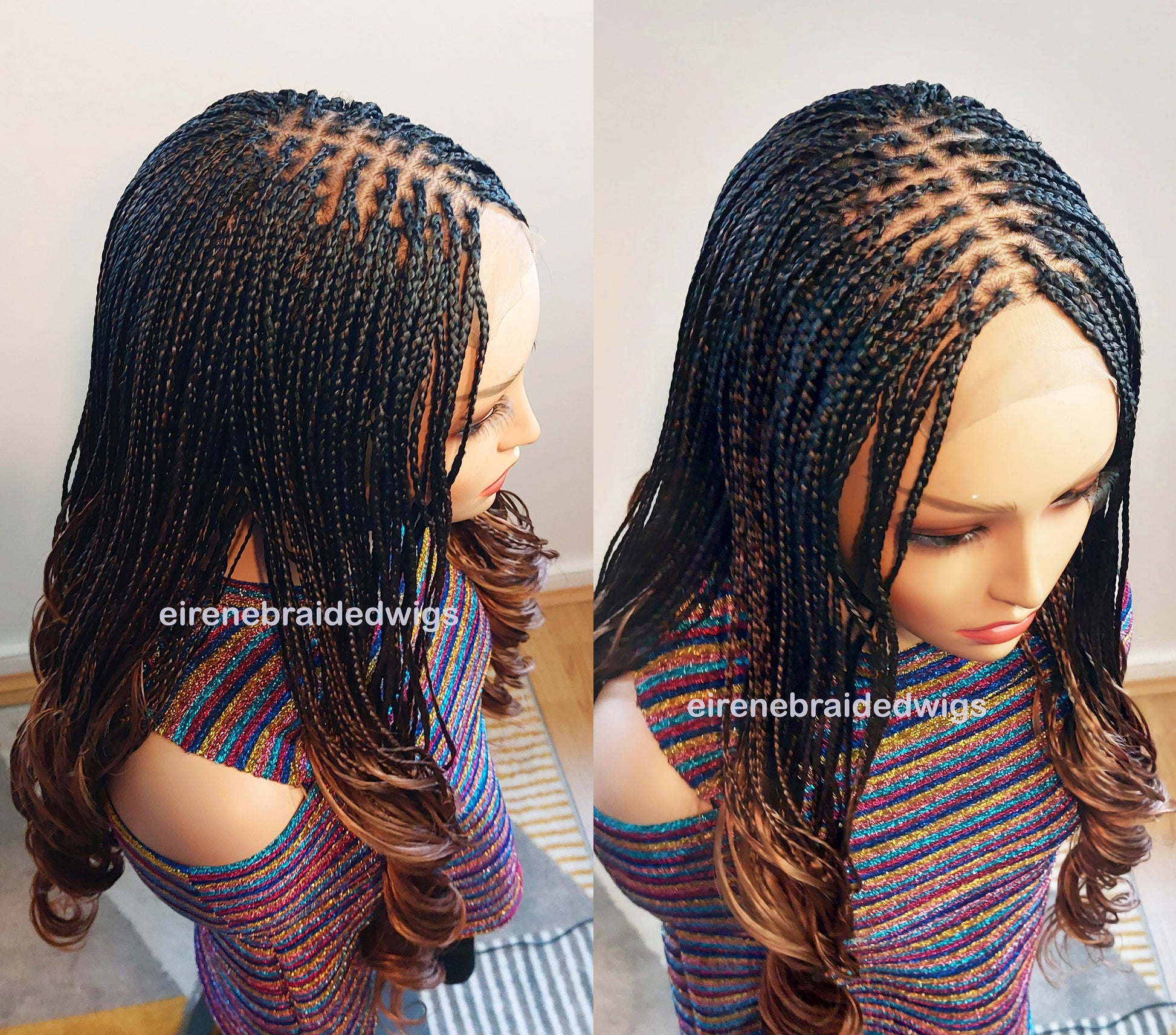 Braided Wigs for Black Women Spanish Curl Knotless Box Braids Wig – 4x4 Lace Closure – product image 1