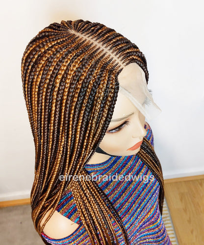 30in Braided Wig for Black Women – Long Tribal Cornrow Weave – Brown Gold African Goddess dreadlocs – Lace Front Boho Crochet – product image 2