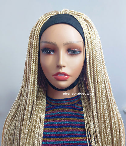 Braided Wigs for Black Women Blonde Braided Headband Wig – Long Box Braids – Crochet Ponytail Updo – product image 6