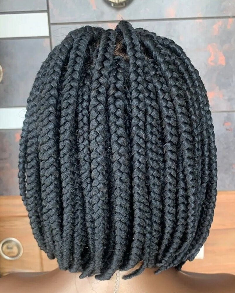 Braided Wigs for Black Women Short Bob Box Braids Wig – Black & Gold Lace Front Wig – product image 9