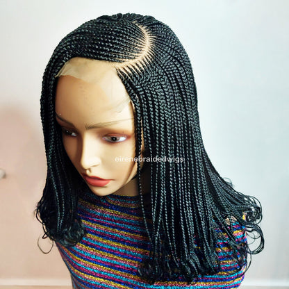Braided Wigs for Black Women C-Cut Cornrow Braided Wig – Curly Human Hair Lace-Frontal Box Braids – product image 8
