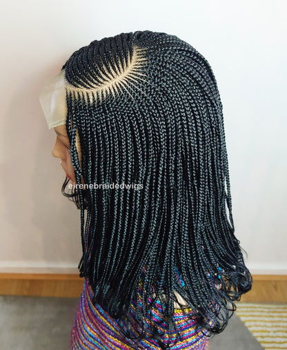 Braided Wigs for Black Women C-Cut Cornrow Braided Wig – Curly Human Hair Lace-Frontal Box Braids – product image 10