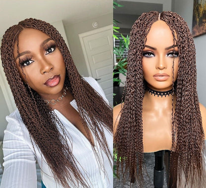 Braided Wigs for Black Women Braided Wig – Crinky Twist Million Braids – Red Ombre Lace Closure – product image 1