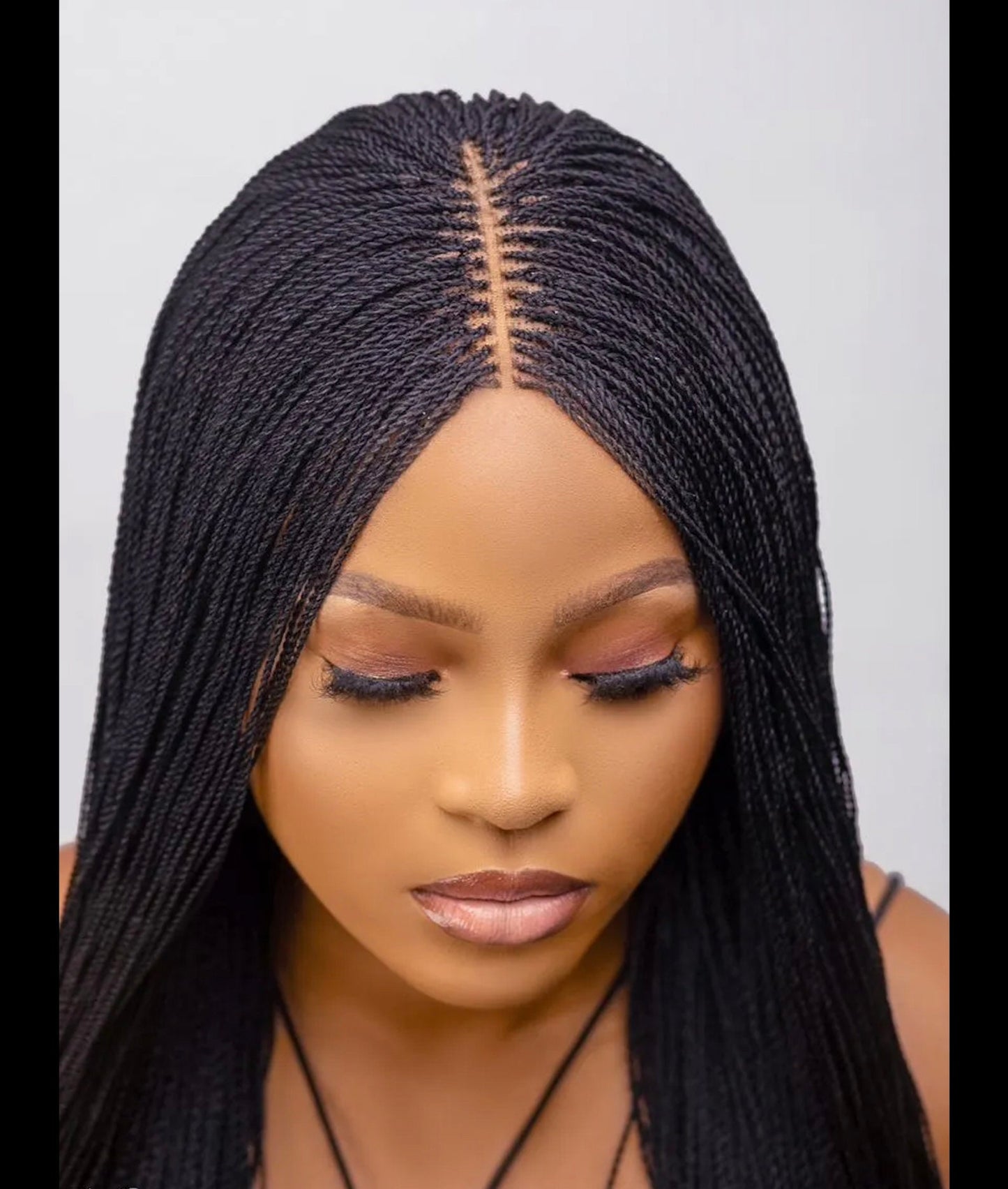 Micro Twist Nano Braided Wig for Black Women – million braids black gold lace closure wig – lightweight long single braids passion – product image 2