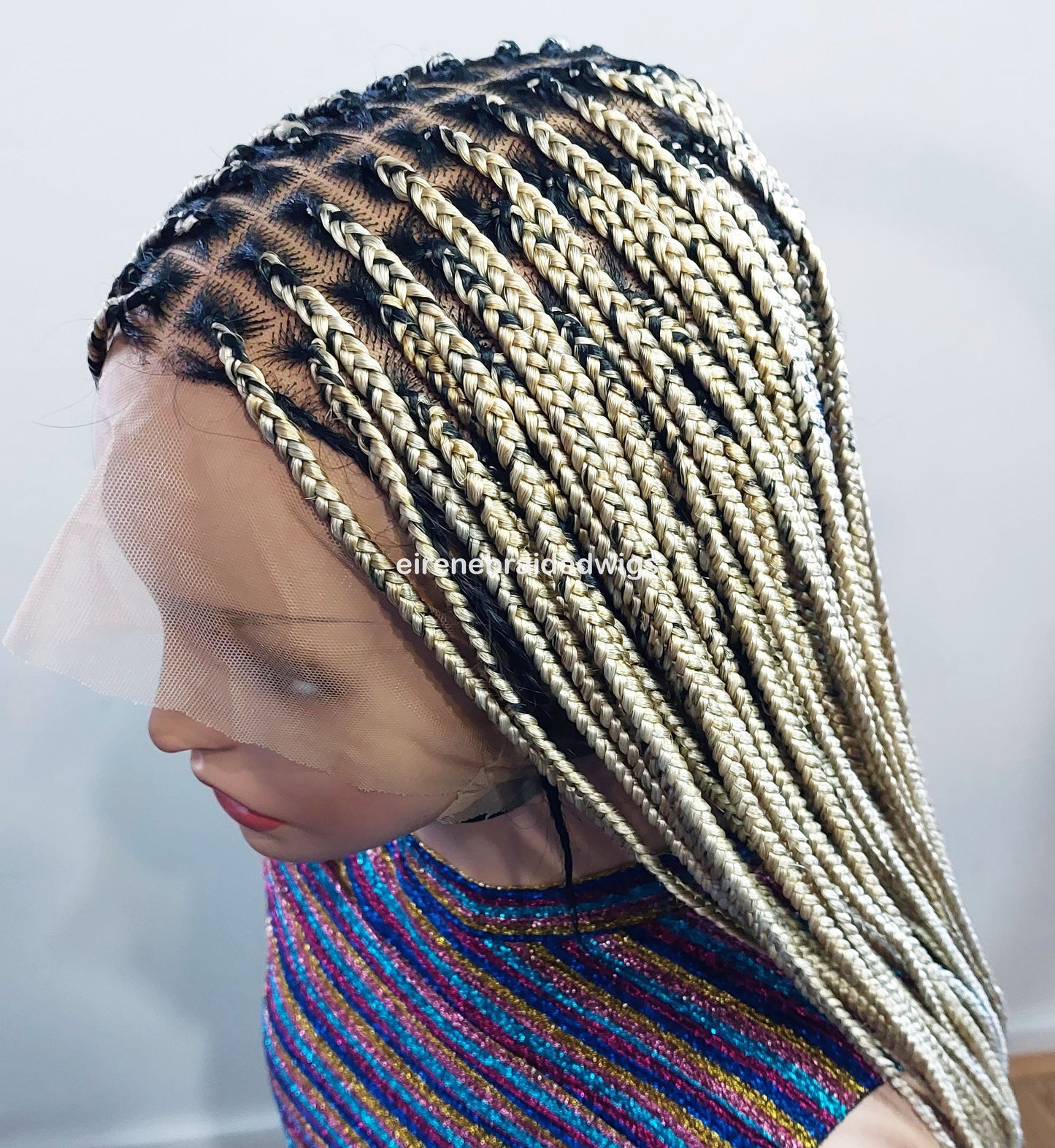 Braided Wigs for Black Women Knotless Box Braided Wig – Long Blonde Boho Goddess Locs – Full Lace – product image 3