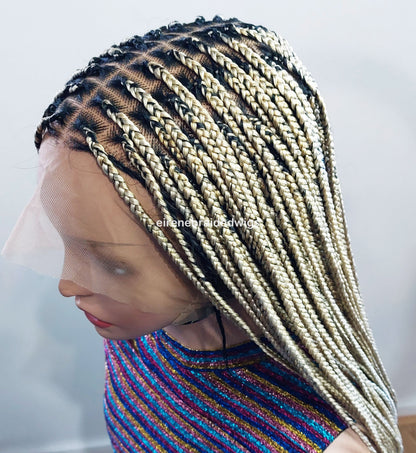 Braided Wigs for Black Women Knotless Box Braided Wig – Long Blonde Boho Goddess Locs – Full Lace – product image 3
