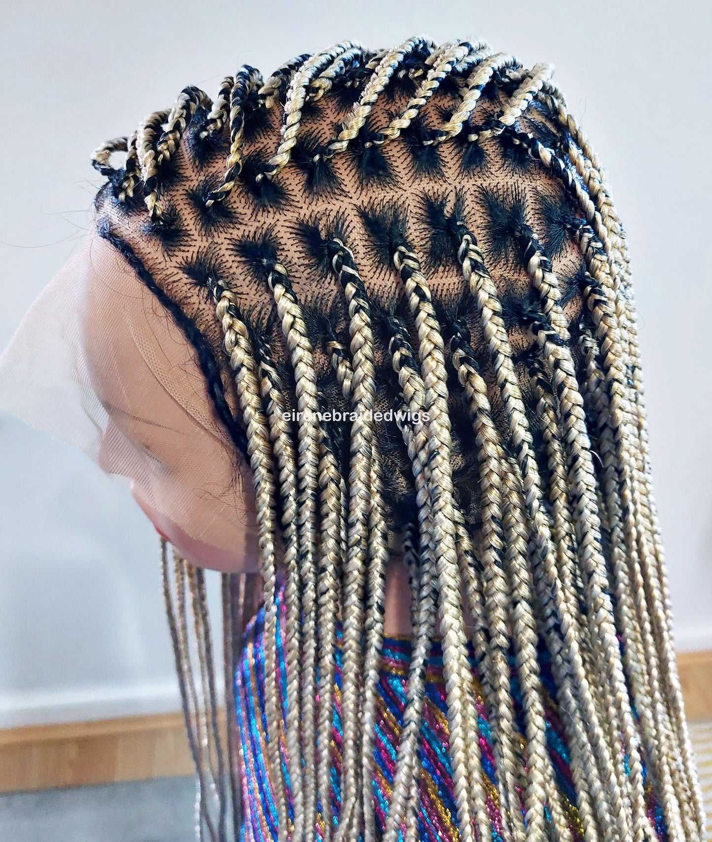 Braided Wigs for Black Women Knotless Box Braided Wig – Long Blonde Boho Goddess Locs – Full Lace – product image 5