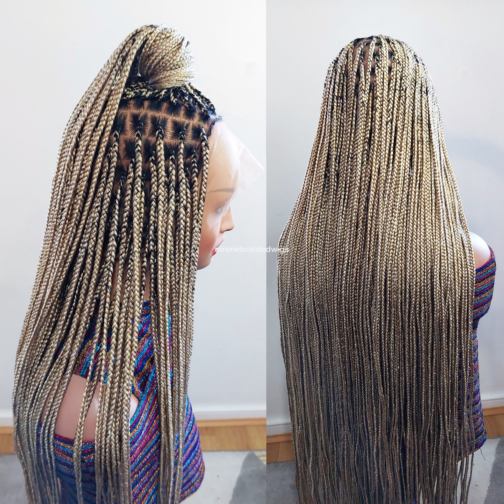 Braided Wigs for Black Women Knotless Box Braided Wig – Long Blonde Boho Goddess Locs – Full Lace – product image 6
