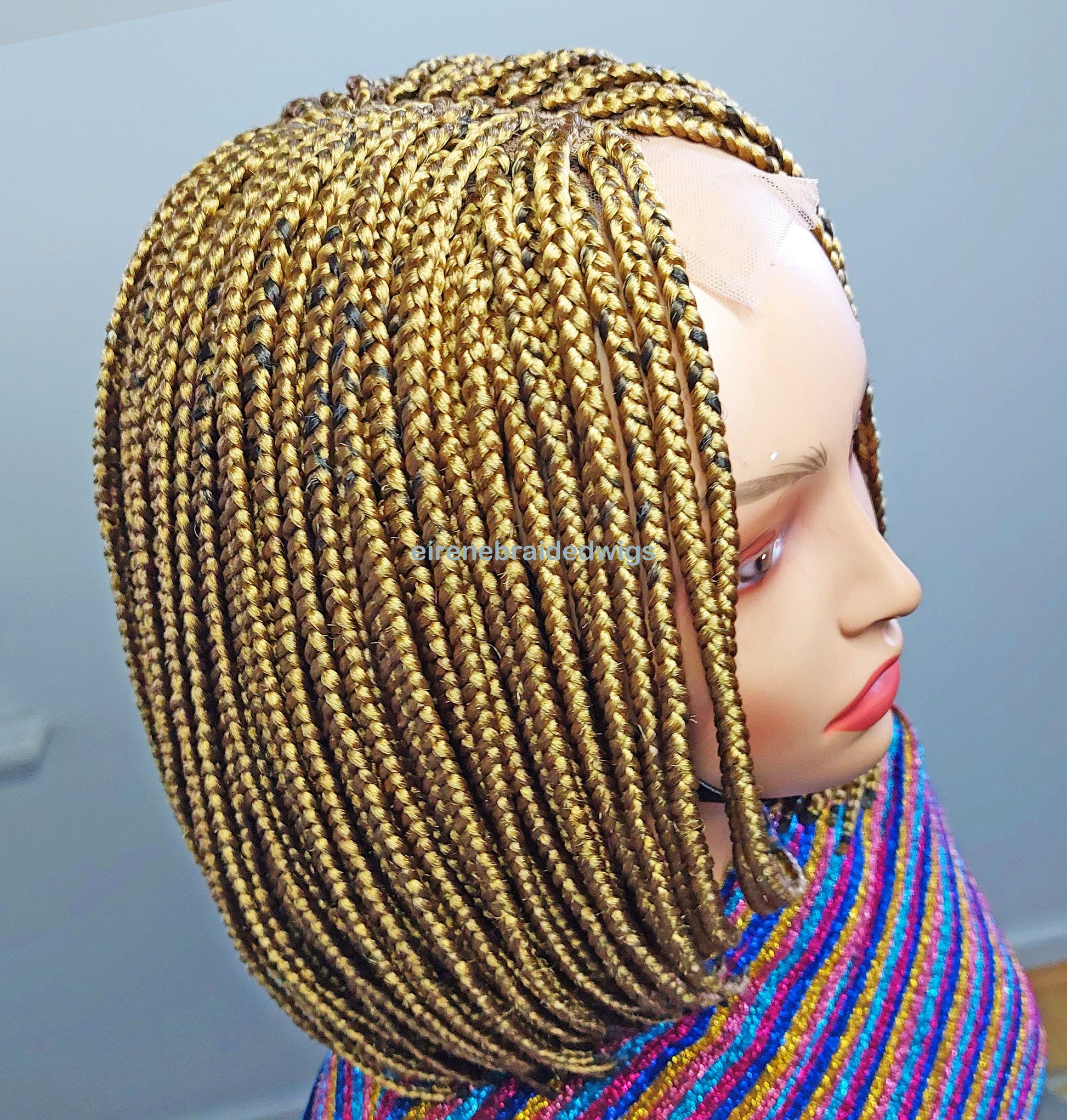 Braided Wigs for Black Women Short Bob Braided Wig – Gold Lace Closure – Kanekalon Single Box Braids – product image 5