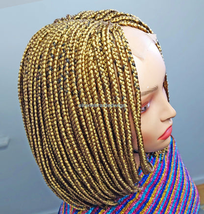 Braided Wigs for Black Women Short Bob Braided Wig – Gold Lace Closure – Kanekalon Single Box Braids – product image 5