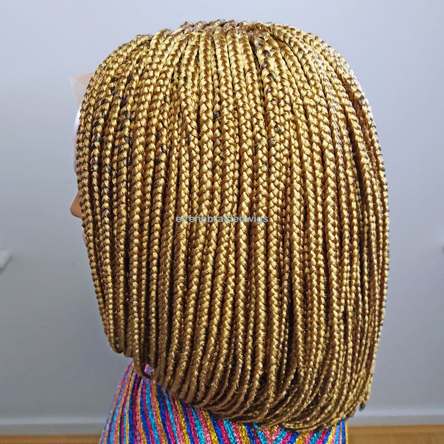 Braided Wigs for Black Women Short Bob Braided Wig – Gold Lace Closure – Kanekalon Single Box Braids – product image 6