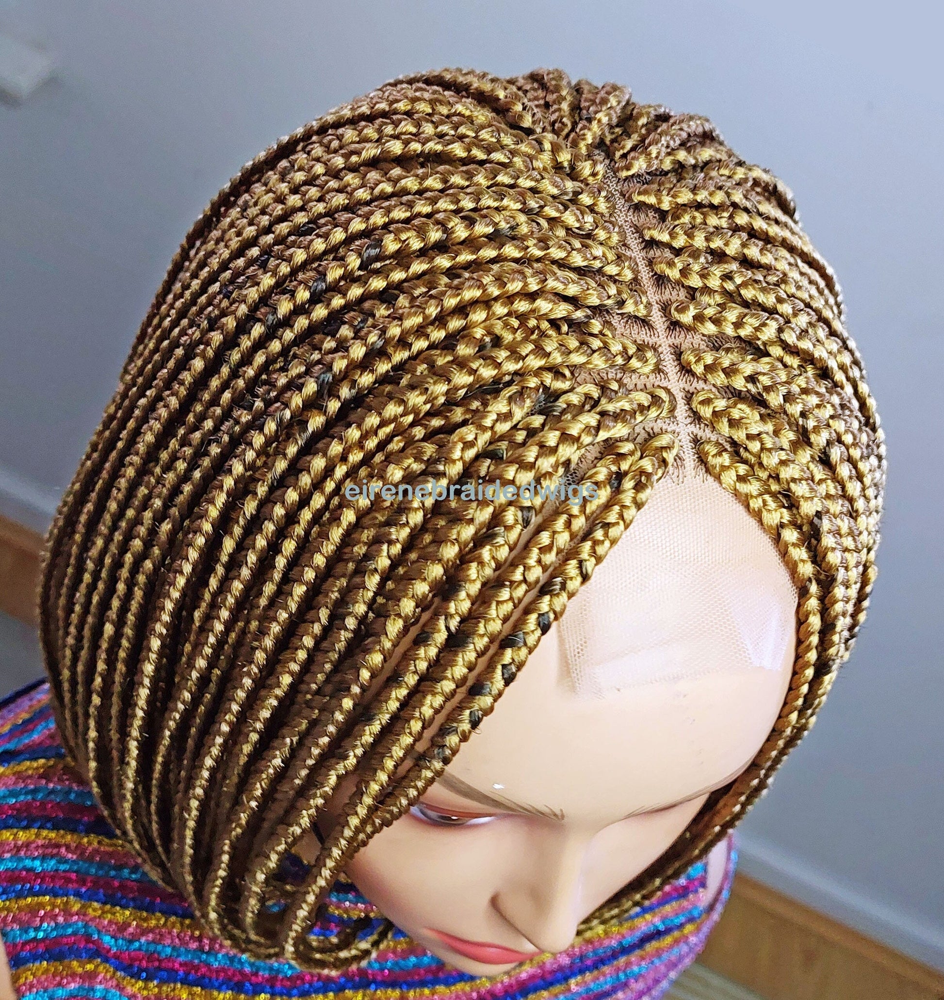 Braided Wigs for Black Women Short Bob Braided Wig – Gold Lace Closure – Kanekalon Single Box Braids – product image 2