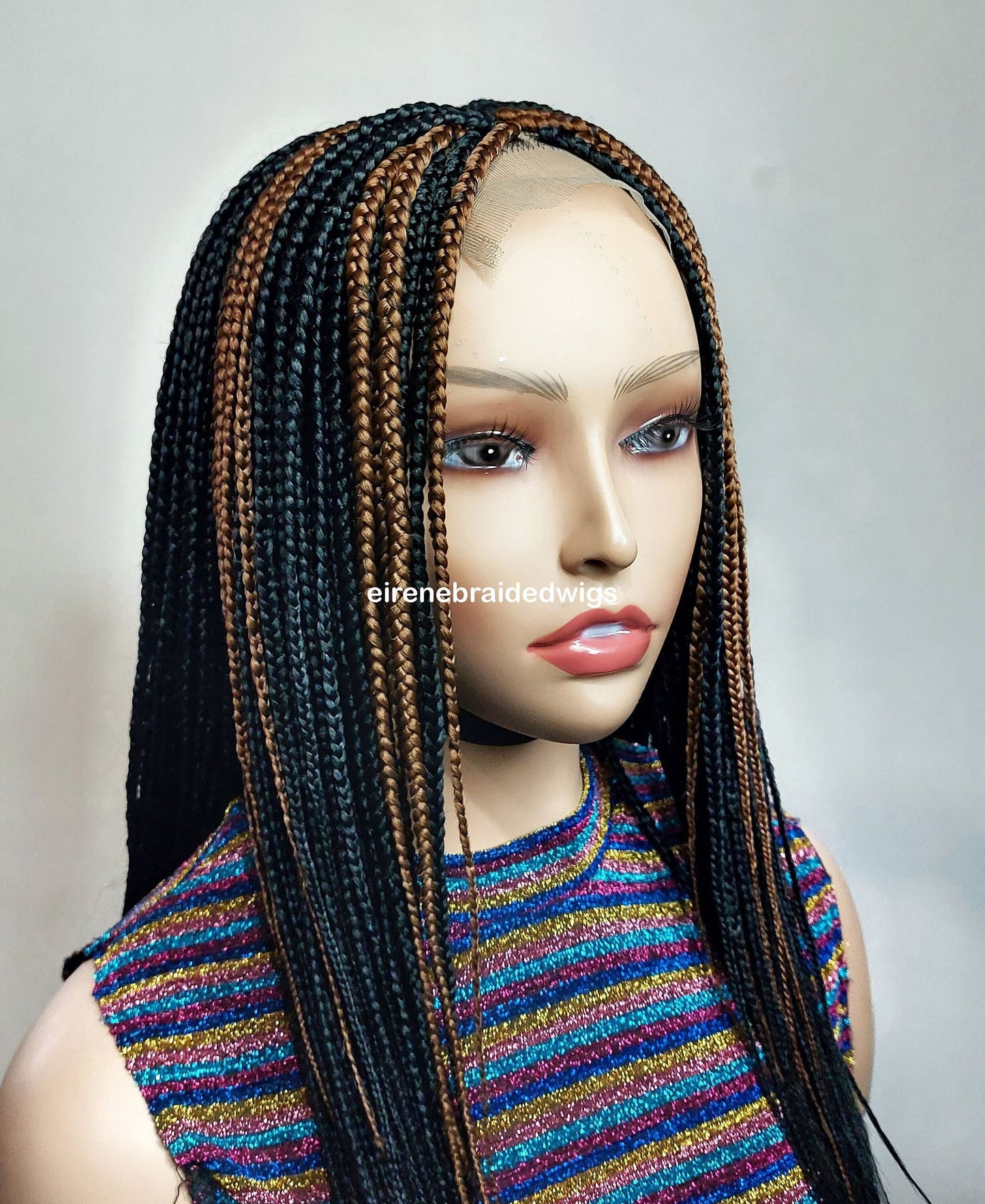Braided Wigs for Black Women Two-Tone Box Braided Wig – Shoulder-Length Lace Front Wig – product image 2