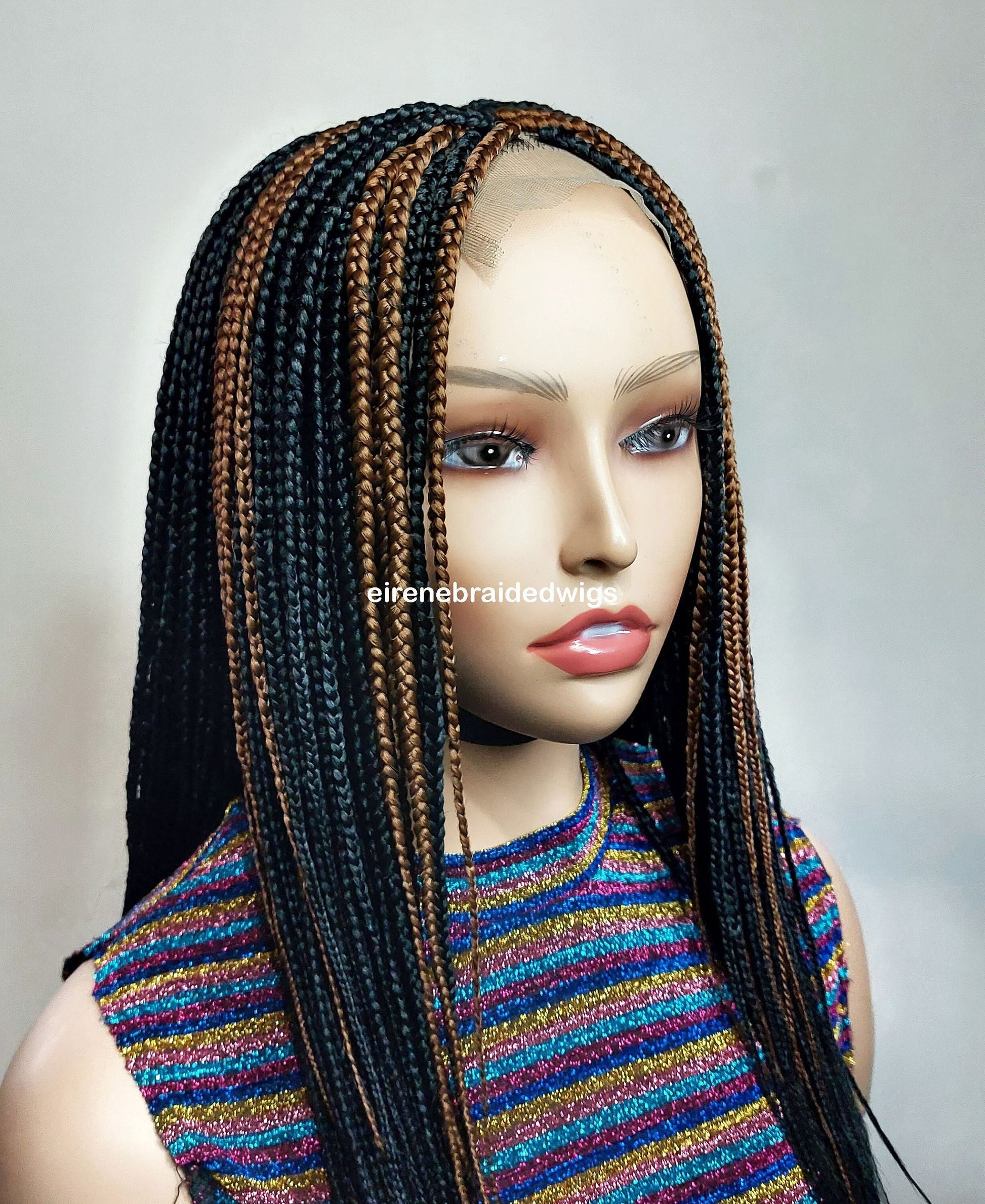 Braided Wigs for Black Women Two-Tone Box Braided Wig – Shoulder-Length Lace Front Wig – product image 2