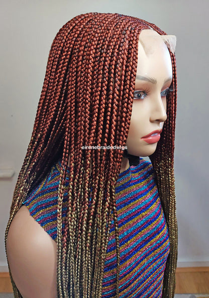 Braided Wigs for Black Women 30 Inch Fulani Braided Wig – Red & Gold Cornrow – Lace Front – product image 5