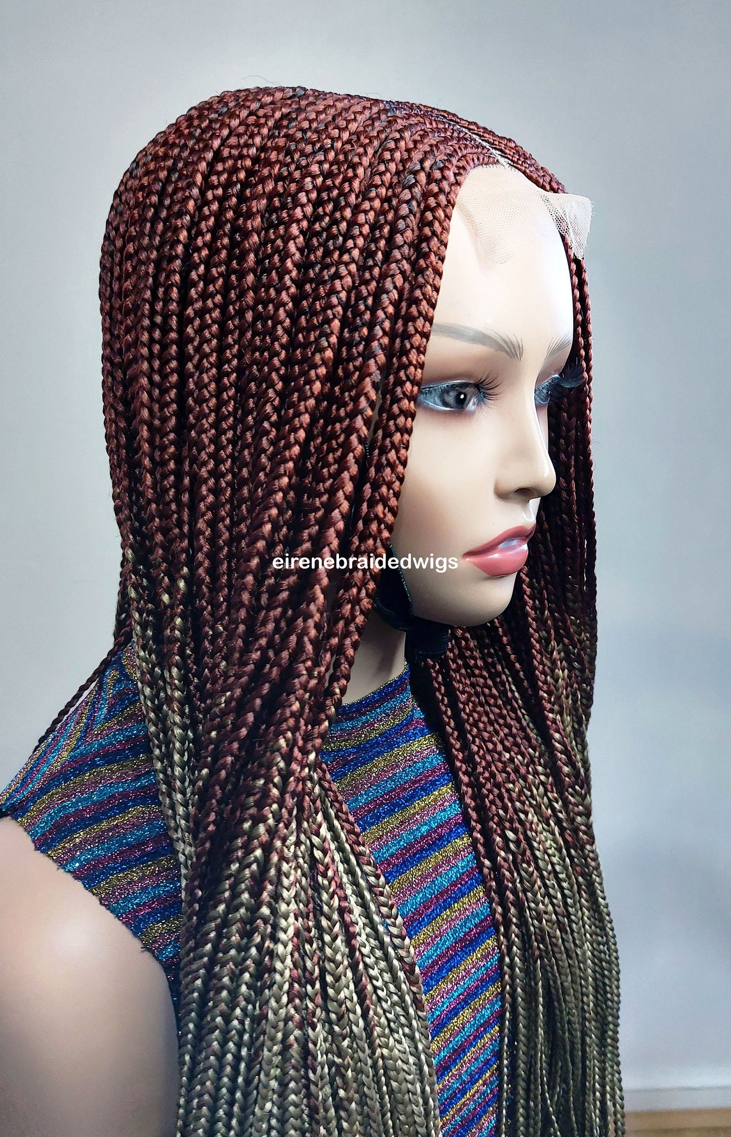 Braided Wigs for Black Women 30 Inch Fulani Braided Wig – Red & Gold Cornrow – Lace Front – product image 7