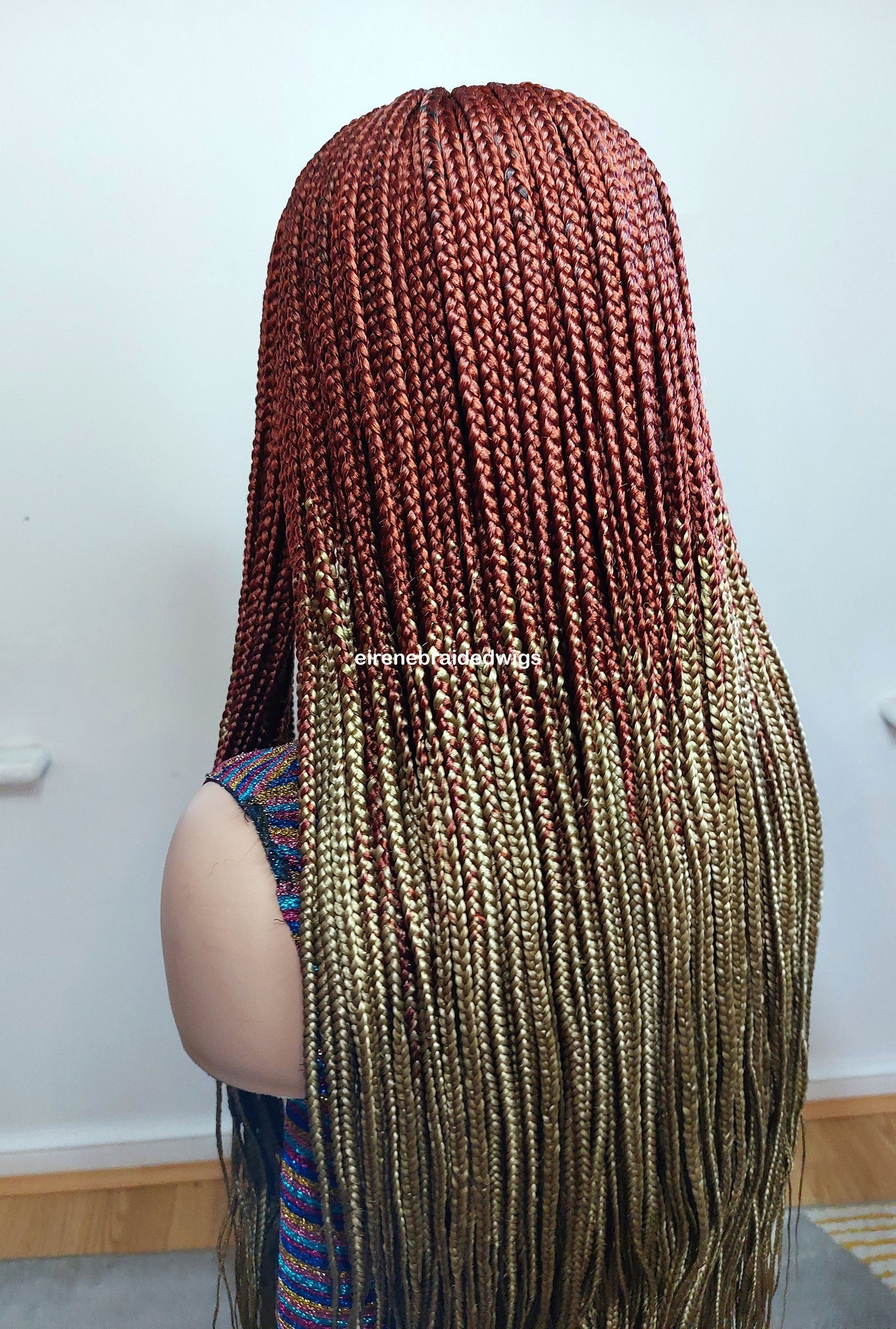Braided Wigs for Black Women 30 Inch Fulani Braided Wig – Red & Gold Cornrow – Lace Front – product image 8