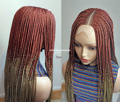 Braided Wigs for Black Women 30 Inch Fulani Braided Wig – Red & Gold Cornrow – Lace Front – product image 9