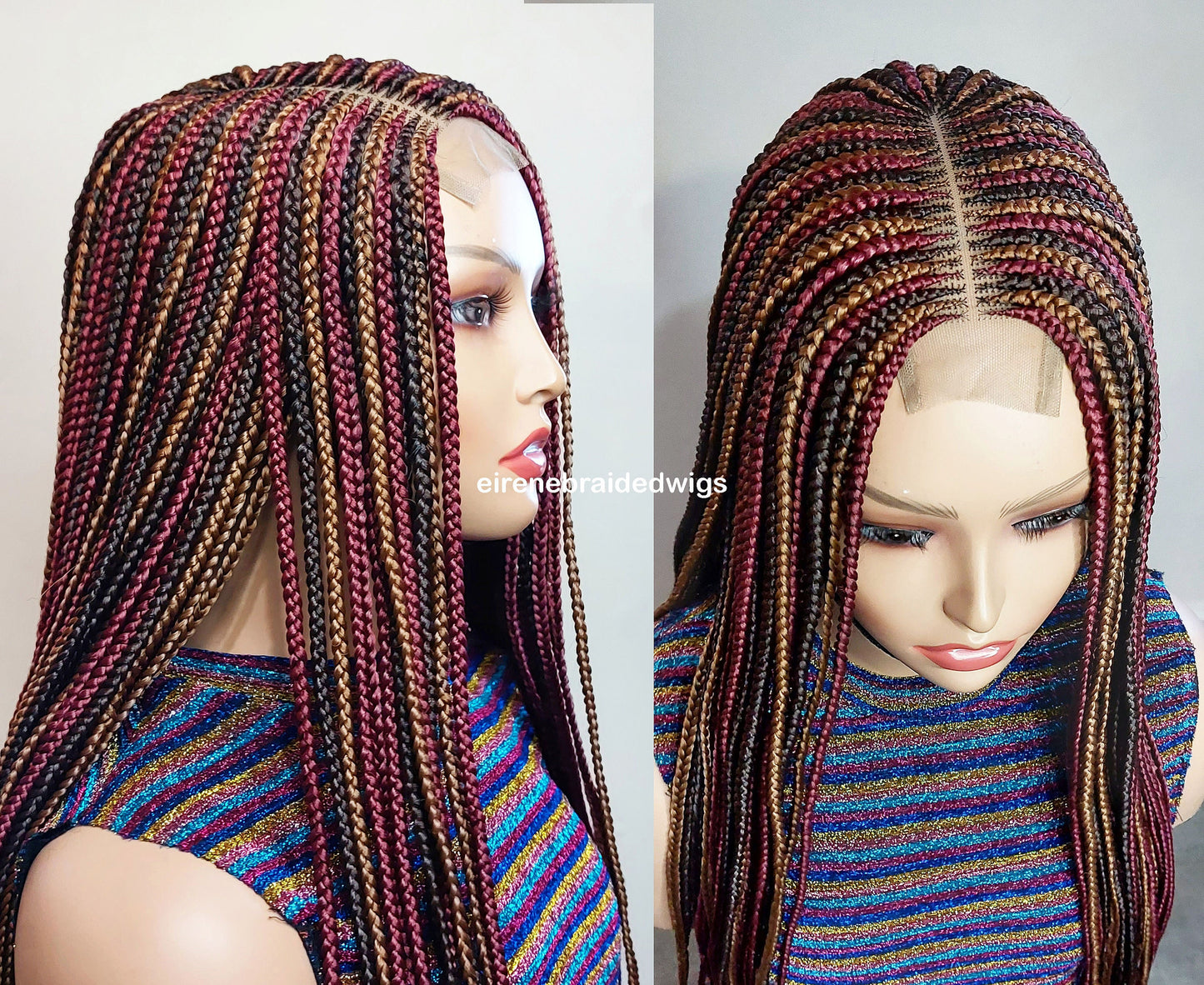 Braided Wigs for Black Women 24" Braided Wig – Red Gold Brown Cornrow – Lace Frontal – product image 10