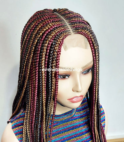 Braided Wigs for Black Women 24" Braided Wig – Red Gold Brown Cornrow – Lace Frontal – product image 6