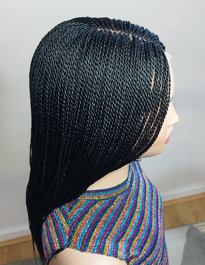 Micro Twist Braids Wig, Lace-Front Light-Weight Centre-Parting Long Single Weave