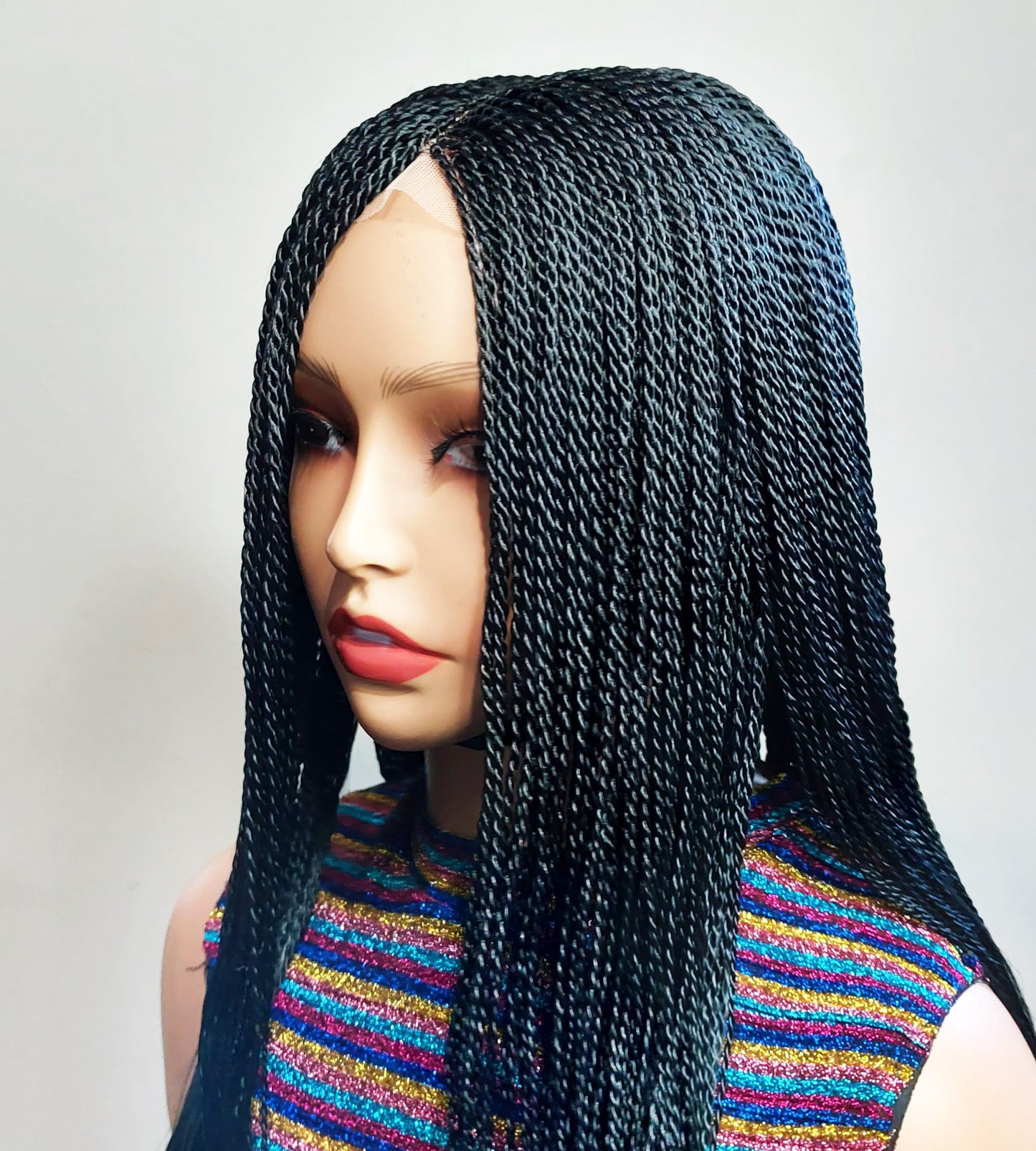 Micro Twist Braids Wig, Lace-Front Light-Weight Centre-Parting Long Single Weave