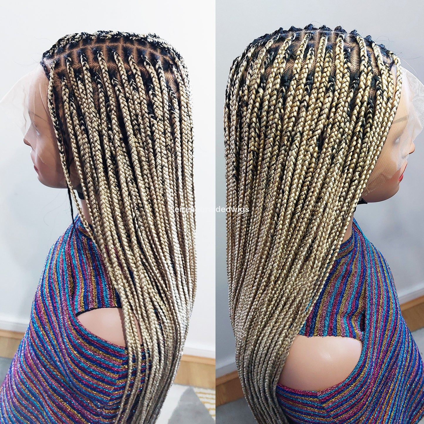 Braided Wigs for Black Women Knotless Box Braided Wig – Long Blonde Boho Goddess Locs – Full Lace – product image 8
