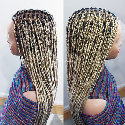 Braided Wigs for Black Women Knotless Box Braided Wig – Long Blonde Boho Goddess Locs – Full Lace – product image 8