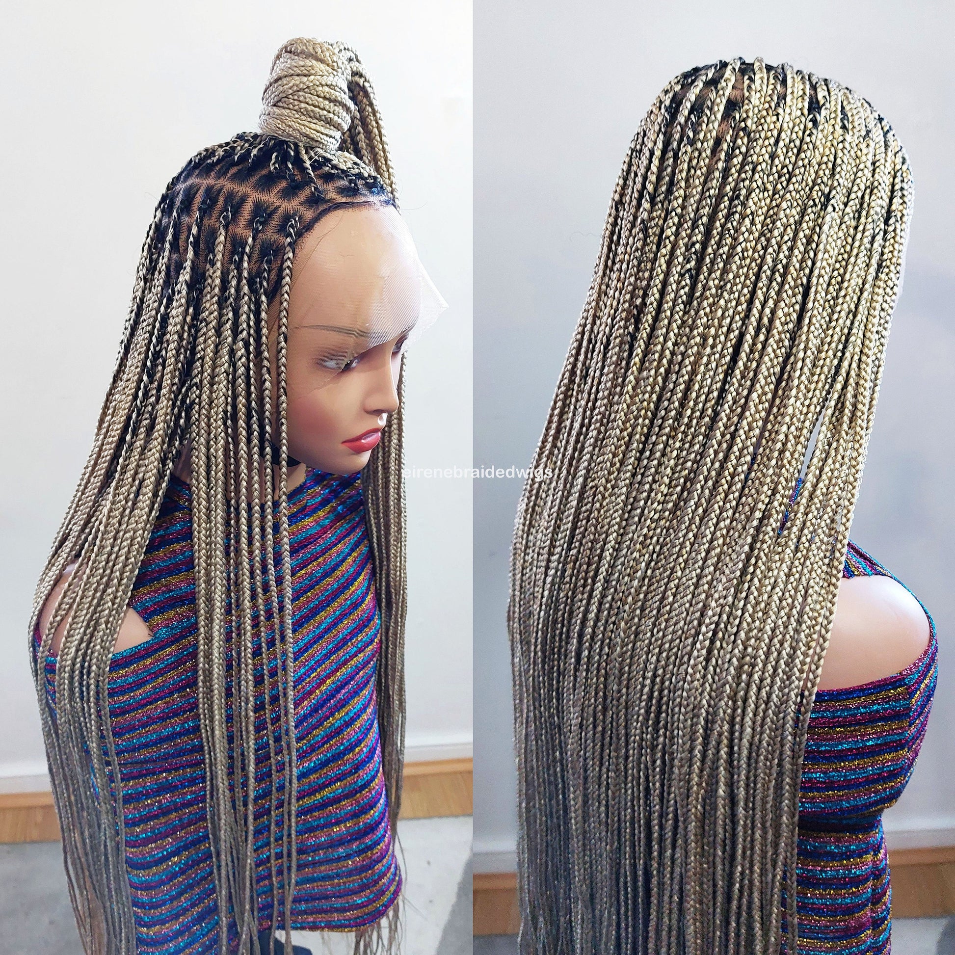 Braided Wigs for Black Women Knotless Box Braided Wig – Long Blonde Boho Goddess Locs – Full Lace – product image 4