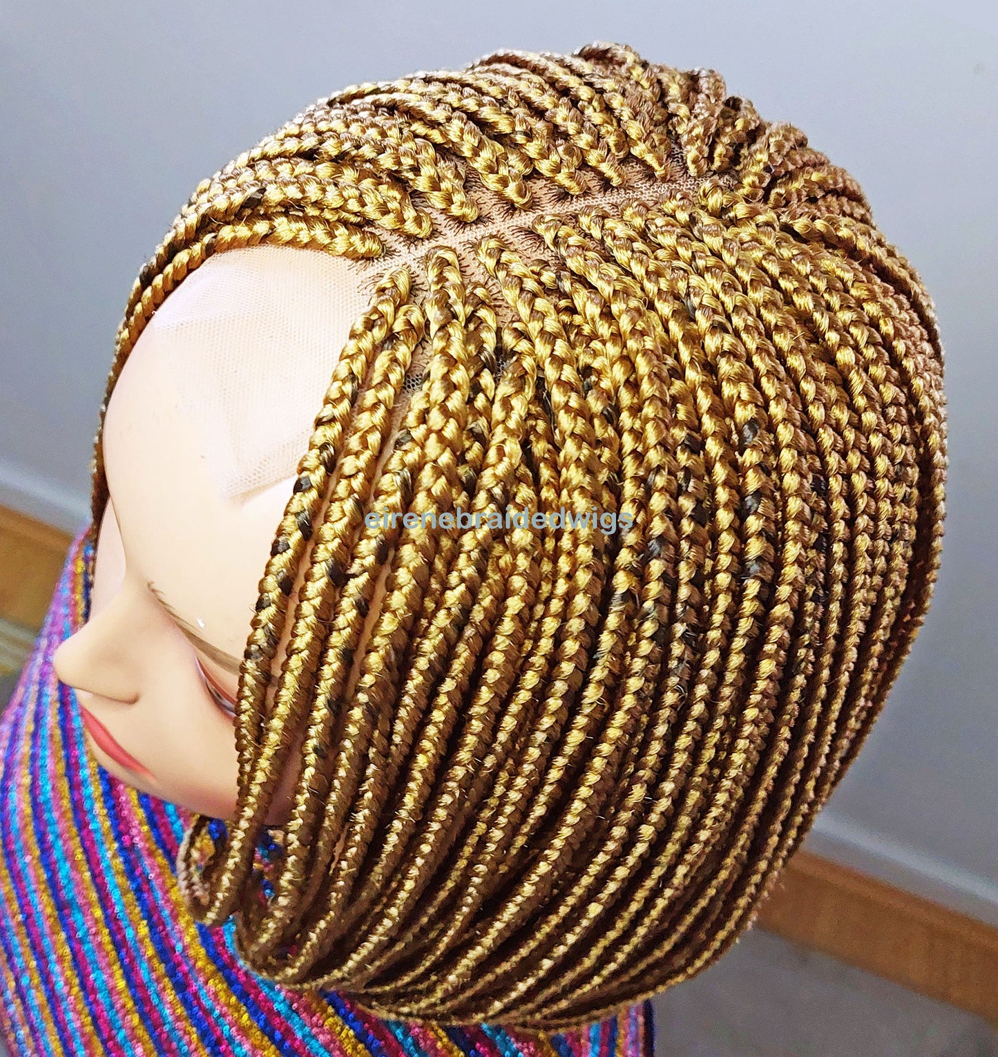 Braided Wigs for Black Women Short Bob Braided Wig – Gold Lace Closure – Kanekalon Single Box Braids – product image 7