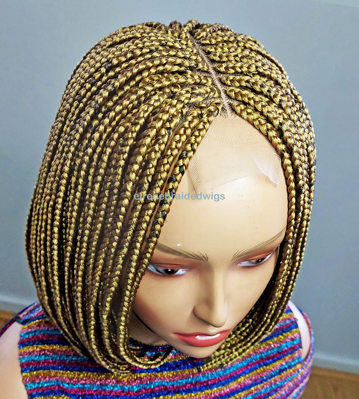 Braided Wigs for Black Women Short Bob Braided Wig – Gold Lace Closure – Kanekalon Single Box Braids – product image 8