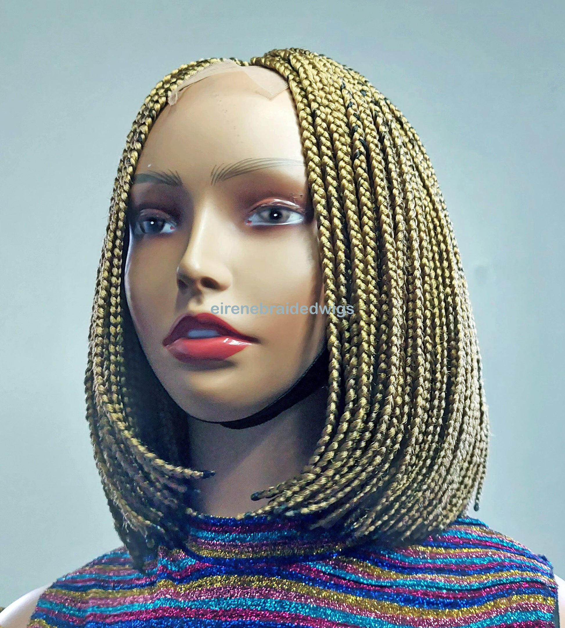 Braided Wigs for Black Women Short Bob Braided Wig – Gold Lace Closure – Kanekalon Single Box Braids – product image 10