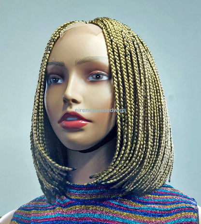 Braided Wigs for Black Women Short Bob Braided Wig – Gold Lace Closure – Kanekalon Single Box Braids – product image 10