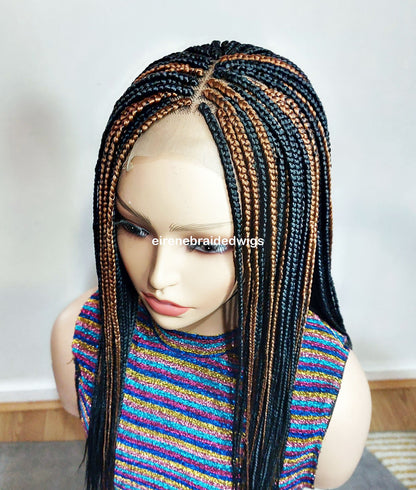 Braided Wigs for Black Women Two-Tone Box Braided Wig – Shoulder-Length Lace Front Wig – product image 4