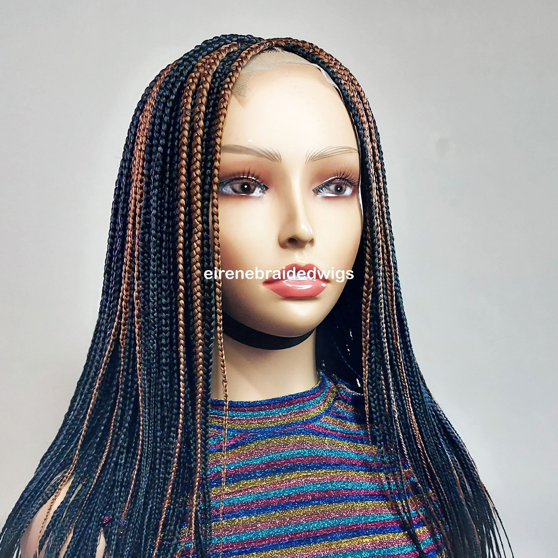 Braided Wigs for Black Women Two-Tone Box Braided Wig – Shoulder-Length Lace Front Wig – product image 1