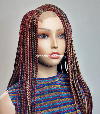 Braided Wigs for Black Women 24" Braided Wig – Red Gold Brown Cornrow – Lace Frontal – product image 7