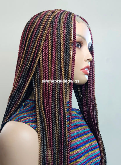 Braided Wigs for Black Women 24" Braided Wig – Red Gold Brown Cornrow – Lace Frontal – product image 8