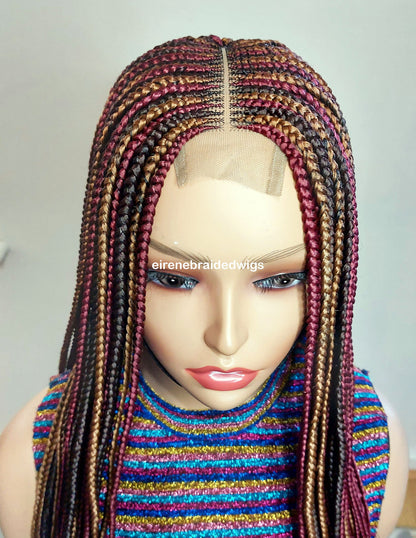 Braided Wigs for Black Women 24" Braided Wig – Red Gold Brown Cornrow – Lace Frontal – product image 9