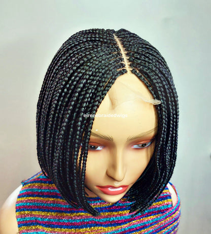 Braided Wigs for Black Women Bob Braids Wig – Short Brown Cornrow Wig with Gold Side Part – product image 8