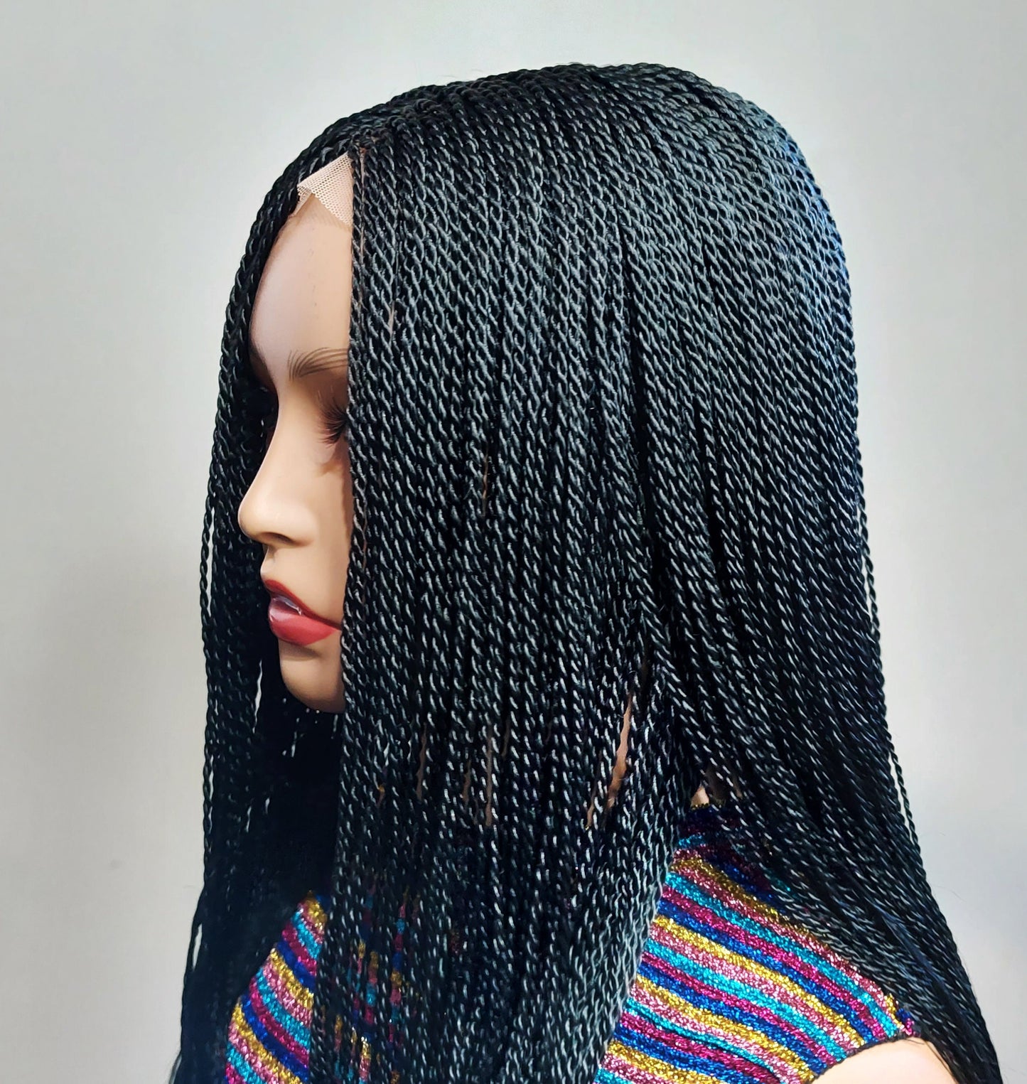 Micro Twist Braids Wig, Lace-Front Light-Weight Centre-Parting Long Single Weave